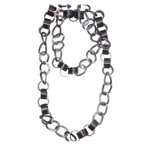💋Metal silver chain link Long necklace layer 40”